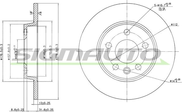 SIGMAUTO DBB012S - Тормозной диск unicars.by