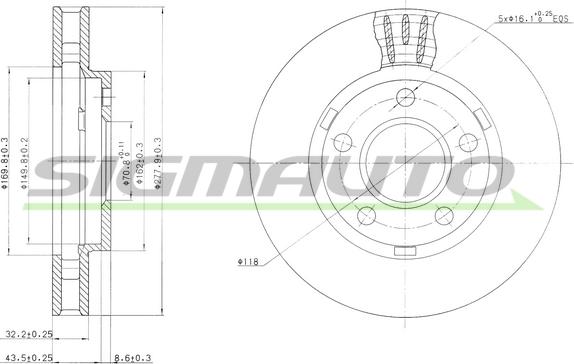 SIGMAUTO DBB030V - Тормозной диск unicars.by