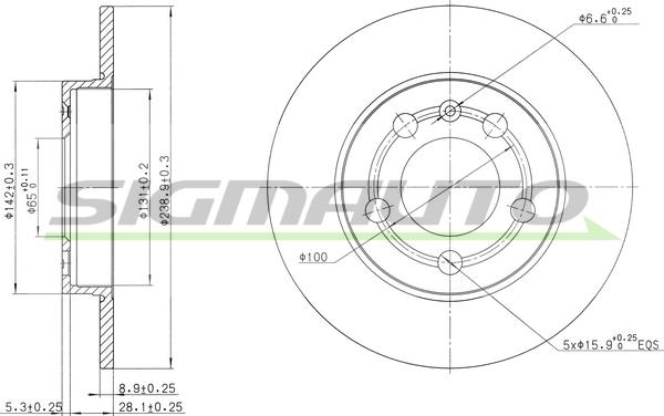 SIGMAUTO DBB155S - Тормозной диск unicars.by