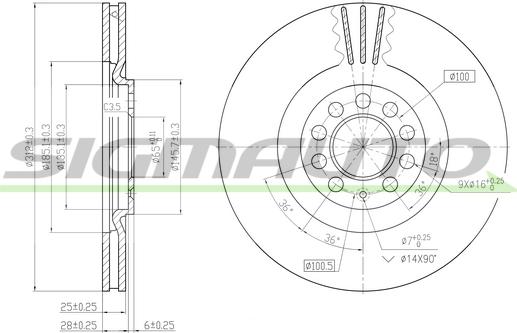 SIGMAUTO DBB118V - Тормозной диск unicars.by