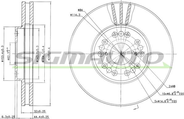 SIGMAUTO DBB134V - Тормозной диск unicars.by