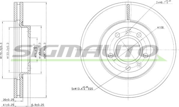 SIGMAUTO DBB132V - Тормозной диск unicars.by