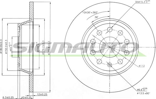 SIGMAUTO DBB306S - Тормозной диск unicars.by