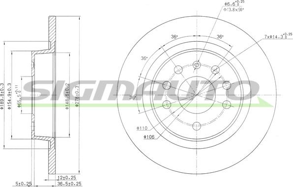 SIGMAUTO DBB288S - Тормозной диск unicars.by