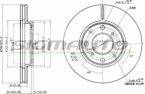 SIGMAUTO DBB231V - Тормозной диск unicars.by