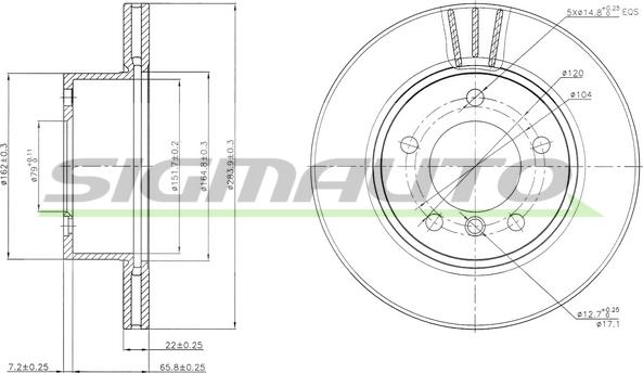 SIGMAUTO DBB228V - Тормозной диск unicars.by