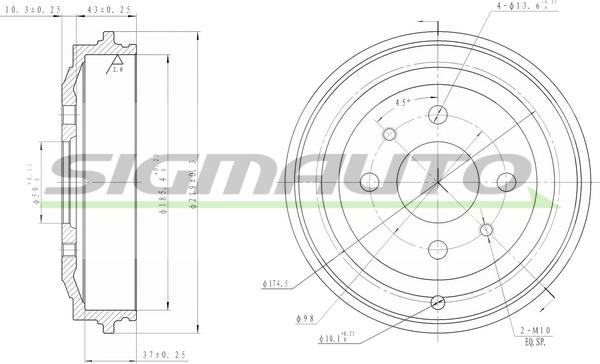 SIGMAUTO DR5044 - Тормозной барабан unicars.by