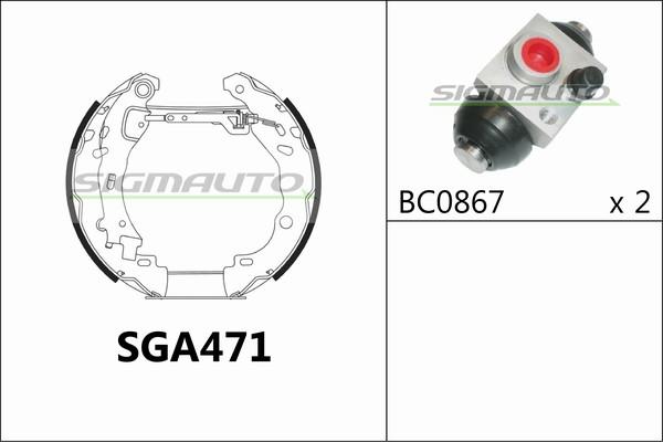 SIGMAUTO SGA471 - Комплект тормозных колодок, барабанные unicars.by