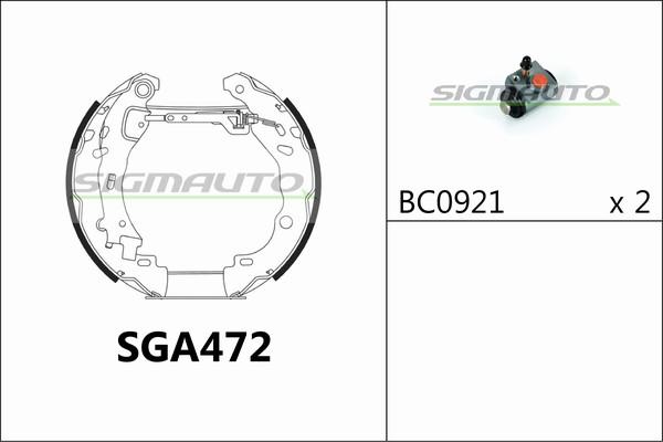 SIGMAUTO SGA472 - Комплект тормозных колодок, барабанные unicars.by