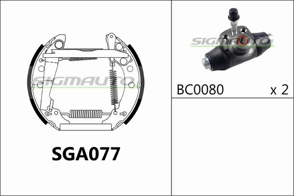 SIGMAUTO SGA077 - Комплект тормозных колодок, барабанные unicars.by