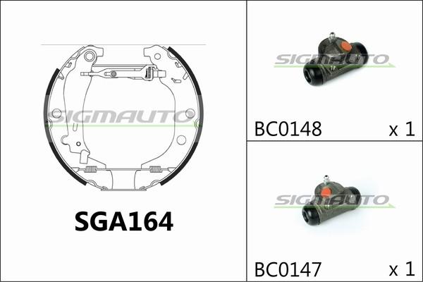 SIGMAUTO SGA164 - Комплект тормозных колодок, барабанные unicars.by