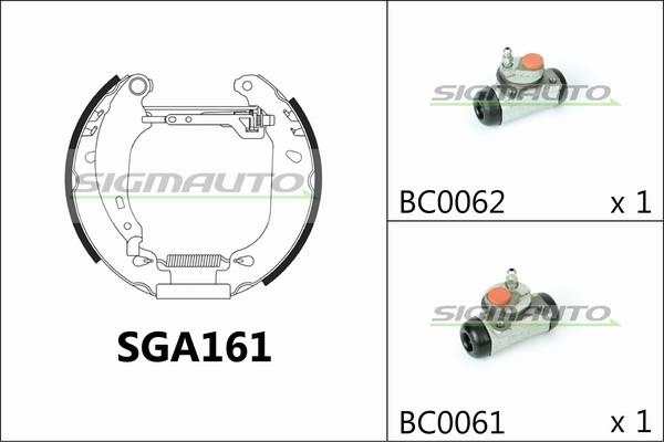 SIGMAUTO SGA161 - Комплект тормозных колодок, барабанные unicars.by