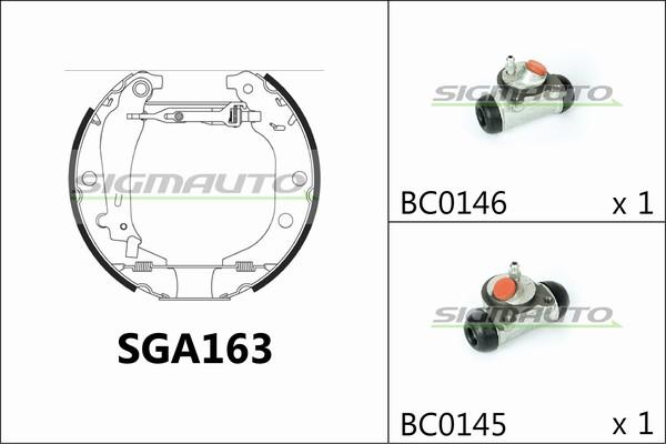 SIGMAUTO SGA163 - Комплект тормозных колодок, барабанные unicars.by