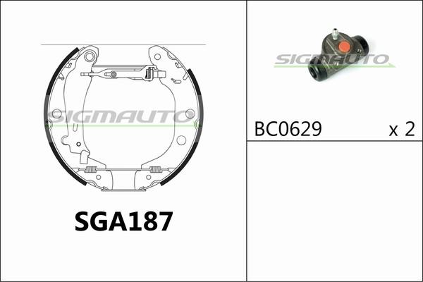 SIGMAUTO SGA187 - Комплект тормозных колодок, барабанные unicars.by