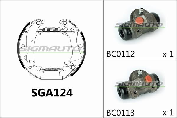 SIGMAUTO SGA124 - Комплект тормозных колодок, барабанные unicars.by