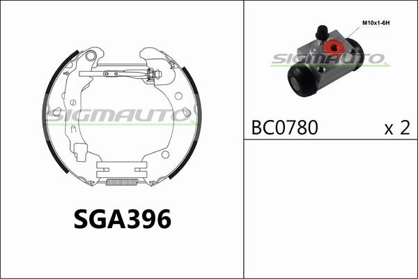 SIGMAUTO SGA396 - Комплект тормозных колодок, барабанные unicars.by