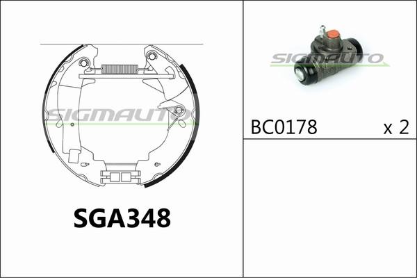 SIGMAUTO SGA348 - Комплект тормозных колодок, барабанные unicars.by