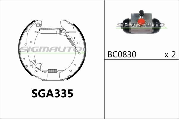 SIGMAUTO SGA335 - Комплект тормозных колодок, барабанные unicars.by