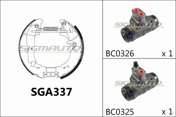 SIGMAUTO SGA337 - Комплект тормозных колодок, барабанные unicars.by