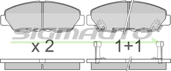 SIGMAUTO SPA482 - Тормозные колодки, дисковые, комплект unicars.by