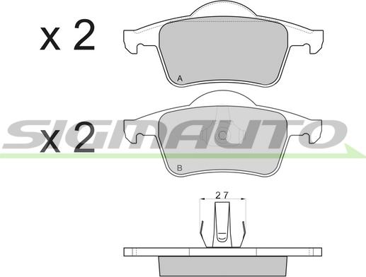 SIGMAUTO SPA843 - Тормозные колодки, дисковые, комплект unicars.by