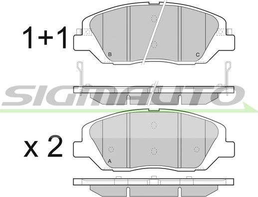 SIGMAUTO SPB492 - Тормозные колодки, дисковые, комплект unicars.by