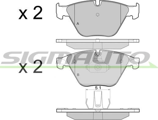 SIGMAUTO SPB452 - Тормозные колодки, дисковые, комплект unicars.by