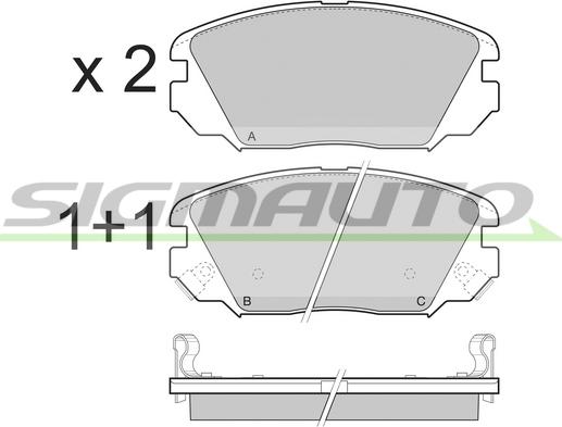 SIGMAUTO SPB401 - Тормозные колодки, дисковые, комплект unicars.by