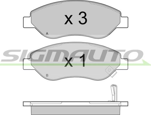 SIGMAUTO SPB407 - Тормозные колодки, дисковые, комплект unicars.by