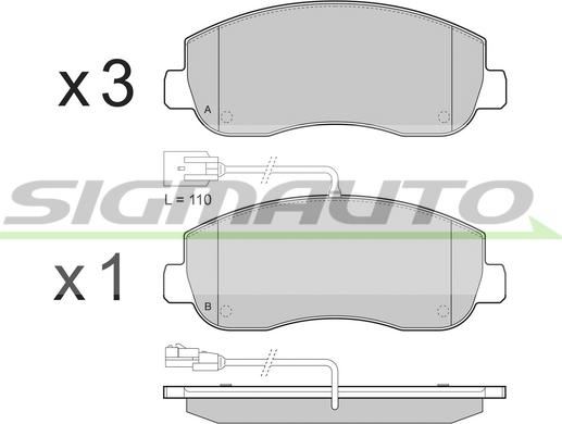 SIGMAUTO SPB439 - Тормозные колодки, дисковые, комплект unicars.by