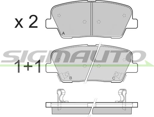 SIGMAUTO SPB435 - Тормозные колодки, дисковые, комплект unicars.by