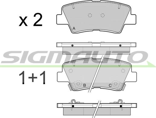 SIGMAUTO SPB471 - Тормозные колодки, дисковые, комплект unicars.by