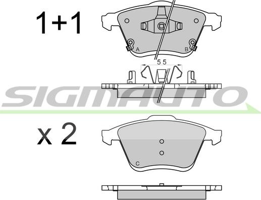 SIGMAUTO SPB569 - Тормозные колодки, дисковые, комплект unicars.by