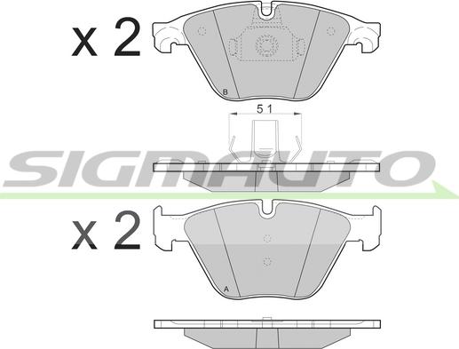 SIGMAUTO SPB500 - Тормозные колодки, дисковые, комплект unicars.by