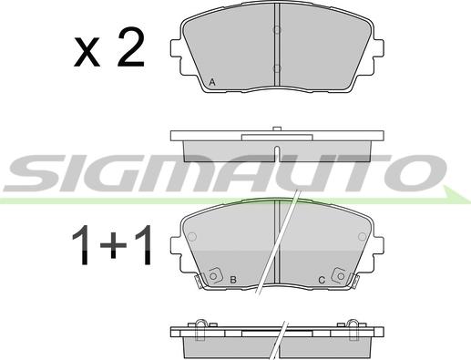 SIGMAUTO SPB532 - Тормозные колодки, дисковые, комплект unicars.by