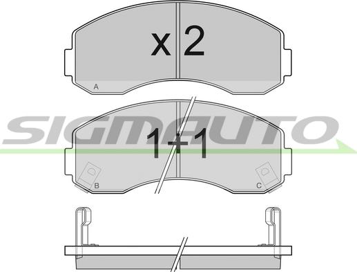 SIGMAUTO SPB044 - Тормозные колодки, дисковые, комплект unicars.by