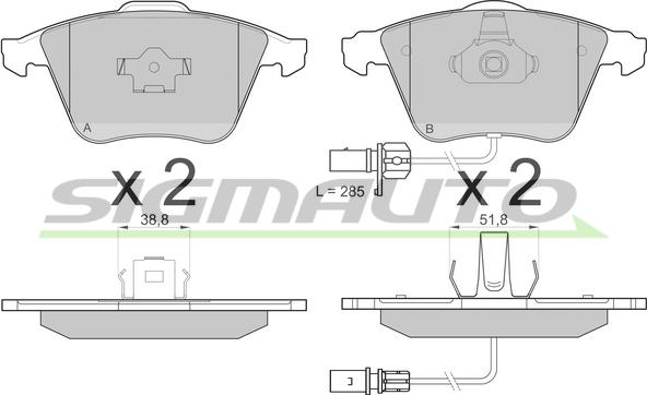 SIGMAUTO SPB150 - Тормозные колодки, дисковые, комплект unicars.by