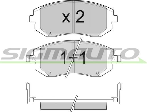 SIGMAUTO SPB158 - Тормозные колодки, дисковые, комплект unicars.by