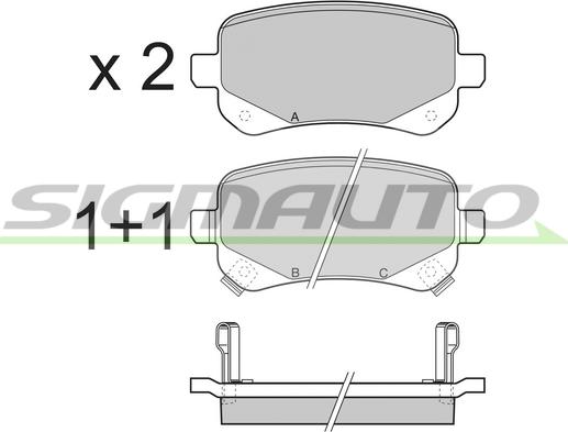 SIGMAUTO SPB397 - Тормозные колодки, дисковые, комплект unicars.by