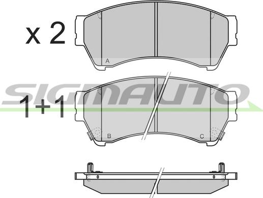 SIGMAUTO SPB343 - Тормозные колодки, дисковые, комплект unicars.by