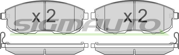 SIGMAUTO SPB342 - Тормозные колодки, дисковые, комплект unicars.by