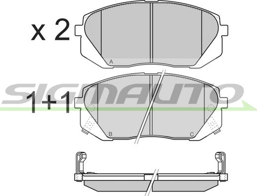 SIGMAUTO SPB358 - Тормозные колодки, дисковые, комплект unicars.by