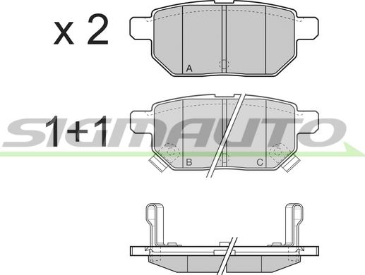 SIGMAUTO SPB322 - Тормозные колодки, дисковые, комплект unicars.by