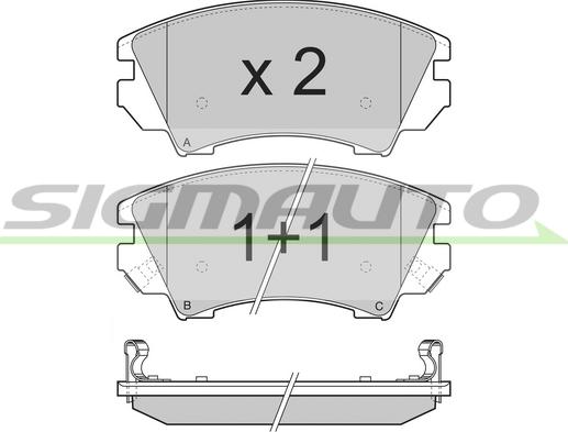 SIGMAUTO SPB377 - Тормозные колодки, дисковые, комплект unicars.by