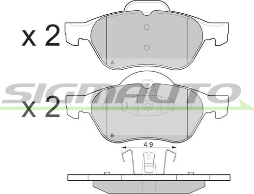 SIGMAUTO SPB264 - Тормозные колодки, дисковые, комплект unicars.by