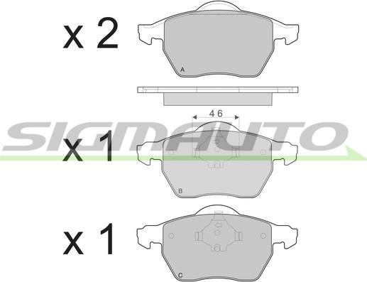 SIGMAUTO SPB213 - Тормозные колодки, дисковые, комплект unicars.by