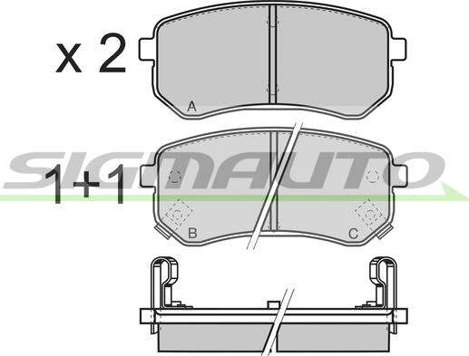 SIGMAUTO SPB212 - Тормозные колодки, дисковые, комплект unicars.by