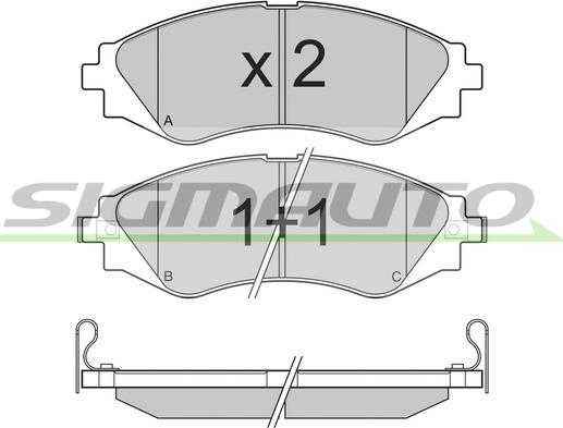 SIGMAUTO SPB234 - Тормозные колодки, дисковые, комплект unicars.by