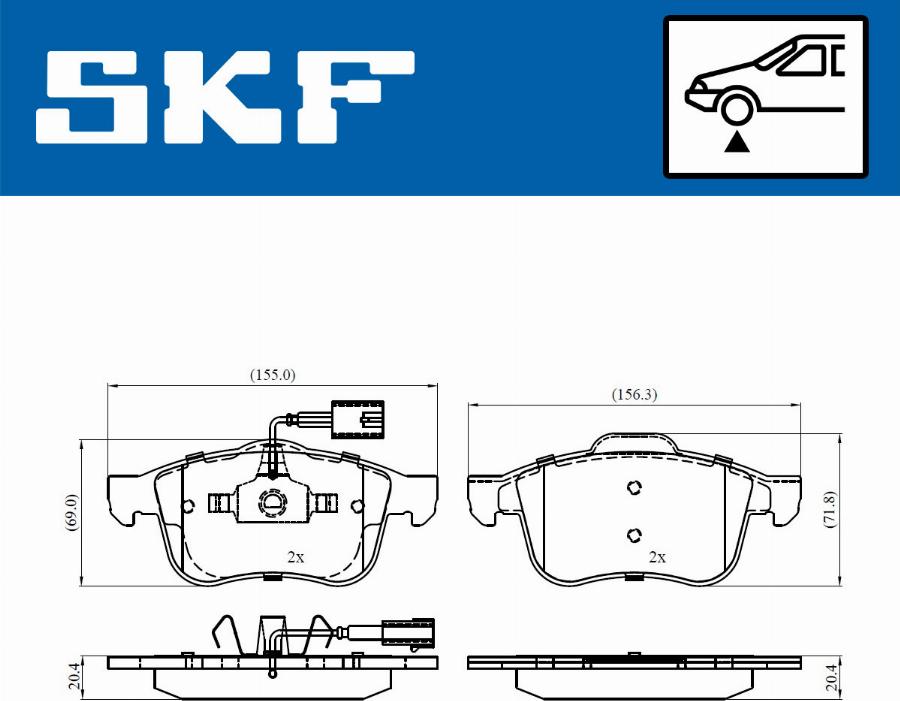 SKF VKBP 80487 E - Тормозные колодки, дисковые, комплект unicars.by