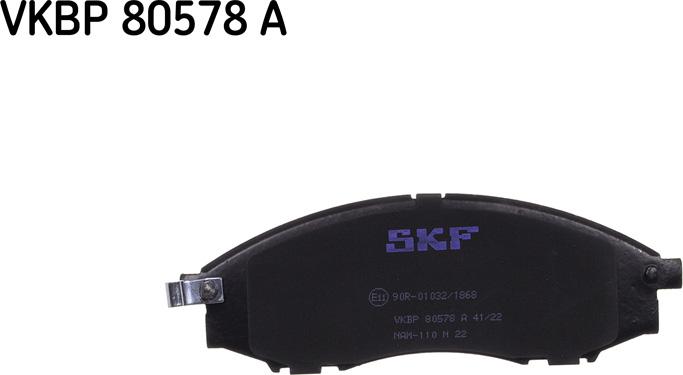 SKF VKBP 80578 A - Тормозные колодки, дисковые, комплект unicars.by